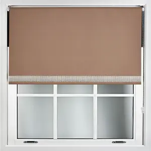 Furnished Diamante Edge Blackout Roller Blinds Made to Measure - Brown (W)90cm x (L)210cm