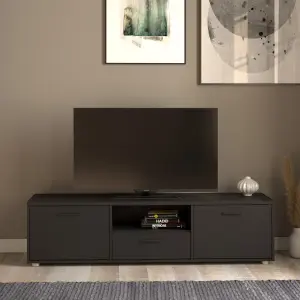 Media TV-unit with 2 doors + 1 drawer 147 cm Black