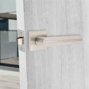 1 Pair Modern Lima Design Satin Nickel Premium Bathroom Door Handles Square Rose Dead Bolt Ball Latch Hinges Thumbturn