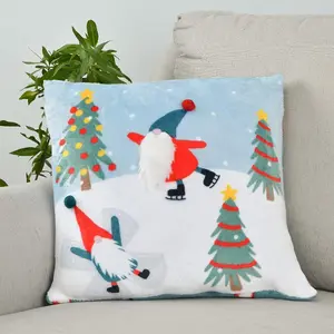 Smart Living Super Soft Ice Skating Xmas Gonk Santa Filled Cushion