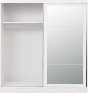 Nevada 2 Door Sliding Wardrobe with Mirror in White Gloss Finish