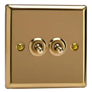 Varilight 2-Gang 2-Way 10A Toggle Switch Polished Brass