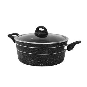 Royalford 24Cm Casserole Dish with Tempered Glass Lid Cooking Pot, Induction Stockpot Saucepan with Non-Stick Granite Coating