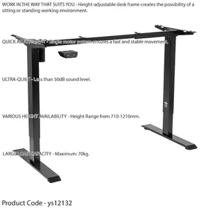 Versatile Electric Height Adjustable Standing Desk Frame in Black