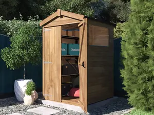 Dunster House Tool Shed 1.2m x 1.2m Pressure Treated Wooden Garden Outdoor Storage Overlord Apex