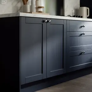 Alpinia Matt midnight navy wood effect Shaker Highline Cabinet door (W)600mm (H)715mm (T)18mm