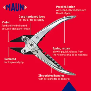 Maun Flat Nose Parallel Plier Return Spring 140 mm