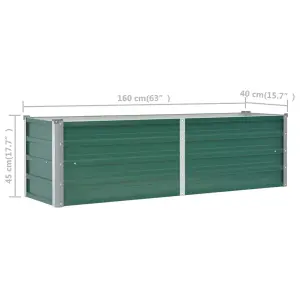 Berkfield Garden Raised Bed Galvanised Steel 160x40x45 cm Green