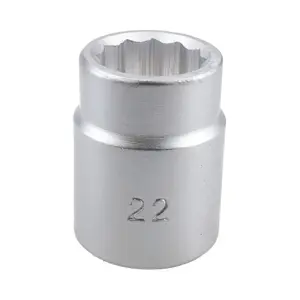 22mm 3/4" Drive Socket 12 Sided 48mm HGV Satin Finish Chrome Vanadium Steel