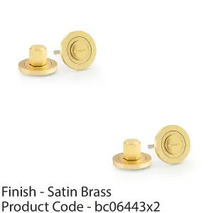 2 PACK - Industrial Hex Thumbturn & Release Lock - Satin Brass - Bathroom Door WC