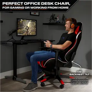 X-Rocker Agility eSport Gaming Chair Racing PC Reclining Adjustable PC Gaming Seat - RED