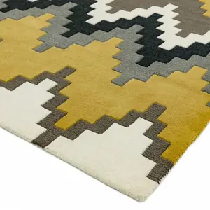 Mustard Wool Abstract Handmade Luxurious Modern Rug for Bedroom & Living Room-200cm X 300cm