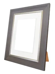 Scandi Slate Grey Frame with White Mount for Image Size 6 x 4 Inch