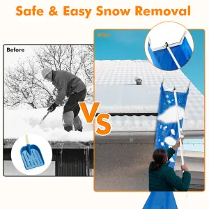 Costway 170-750CM Snow Roof Rake Adjustable Snow Cleaning Tool Lightweight Roof Rake