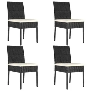 Berkfield Garden Dining Chairs 4 pcs Poly Rattan Black