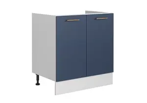 800 Kitchen Sink Unit 80cm Cabinet Navy Dark Blue Soft Close Copper Handles Nora