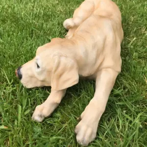 Laying Golden Labrador figurine, large (44cm long) realistic home or garden ornament or memorial