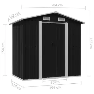 Berkfield Garden Storage Shed Anthracite Steel 204x132x186 cm