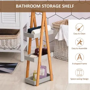 kleankin 3 Tier A Frame Bathroom Shower Caddy Storage Unit Shelving Organizer