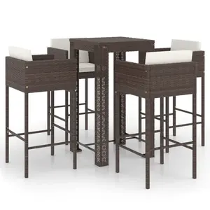 Garden Bar Set with Cushions Patio Brown