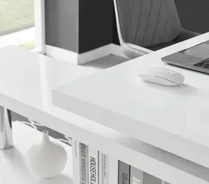 Furniturebox UK Siena White High Gloss Rotating Computer Desk