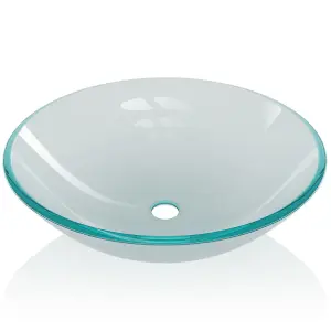 Berkfield Basin Tempered Glass 42 cm Frosted