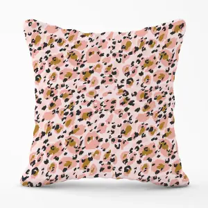 Hand Drawn Pink Leopard Print Outdoor Cushion 45cm x 45cm