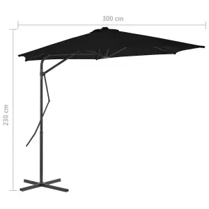 Berkfield Outdoor Parasol with Steel Pole Black 300x230 cm