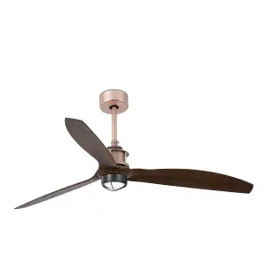 Luminosa Just LED Copper, Wood Ceiling Fan with DC Motor, 3000K