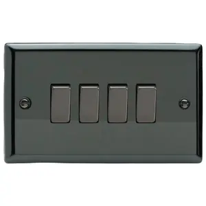 Varilight 4-Gang 10A 1- or 2-Way Rocker Switch (Twin Plate) Iridium