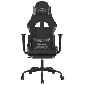 Swivel Gaming Chair with Footrest Black and Camouflage Fabric