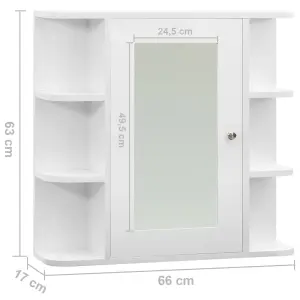 Berkfield Bathroom Mirror Cabinet White 66x17x63 cm MDF