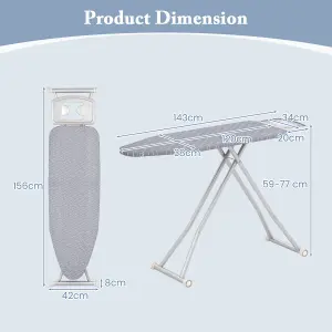 COSTWAY Foldable Steam Station Table 120 x 38 cm Iron Board with Cover & Iron Rest