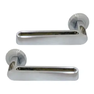 Intelligent Hardware - Internal Door Handle - Pair - Premium Lever on Round Rose - Lyra - Satin Chrome