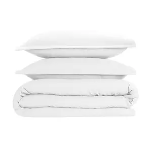 Super Soft 250 TC Microfibre Reversible Plain Duvet Cover Set White / Single Duvet Cover + 1 Pillowcase