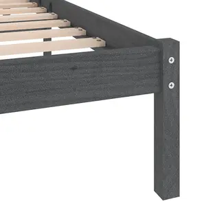 Berkfield Bed Frame Grey Solid Wood Pine 120x200 cm