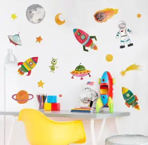 Outer Space Themed Wall Sticker Set