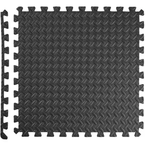 Gym Mats - 12 interlocking sections with 24 edge pieces, 61 x 61 cm each - black