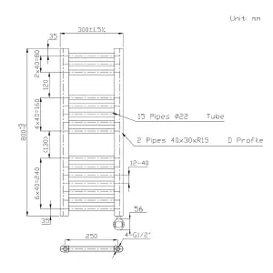 Right Radiators Prefilled Thermostatic Electric Heated Towel Rail Straight Bathroom Ladder Warmer - Chrome 800x300 mm