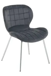 Grey Velvet Dining Chair, Versatile Velvet Upholstered Accent Dining Table Chair, Sleek Silver Finish Legs