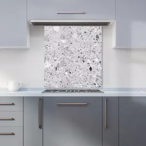 Silver Grey Quartz Effect Premium Glass Kitchen Splashback W600mm x H600mm