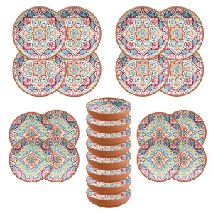 Purely Home Rio Corte 24 Piece Melamine Dinnerware Set