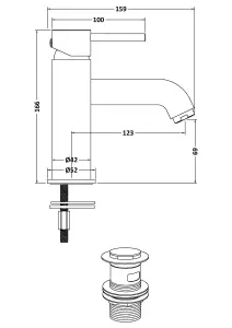 Round Mono Basin Sink Mixer Tap & Push Button Waste - Brushed Brass - Balterley