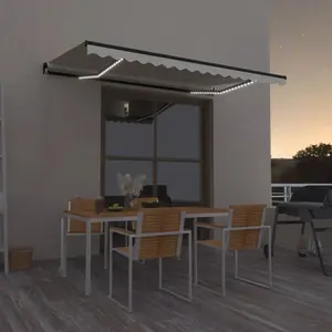 Berkfield Manual Retractable Awning with LED 450x300 cm Cream