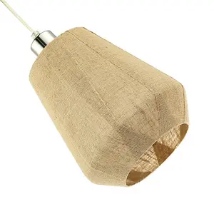 Modern Designer Glass Pendant Lamp Shade Wrapped in Natural Oatmeal Linen Fabric