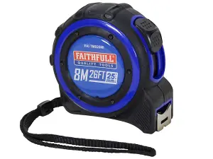 Faithfull Trade 8m Tape Measure with 25mm Blade - Durable & Accurate Tool for Professionals