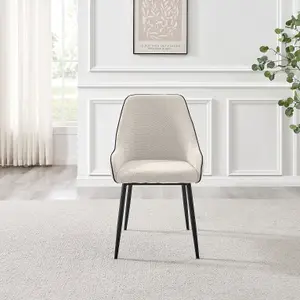 Furniturebox UK Beaumont 2x Cream Fabric Black Leg Dining Chair