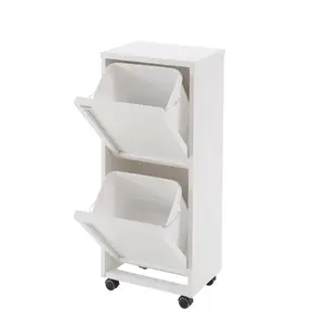 Millwright Solid Wood Manual Lift Recycling Bin - 24L White