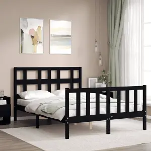 Berkfield Bed Frame with Headboard Black 140x190 cm Solid Wood