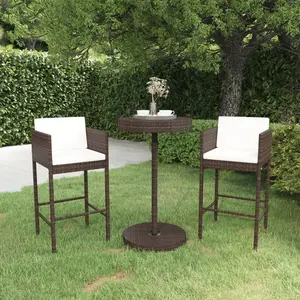 Garden Bar Set with Cushions Patio Brown